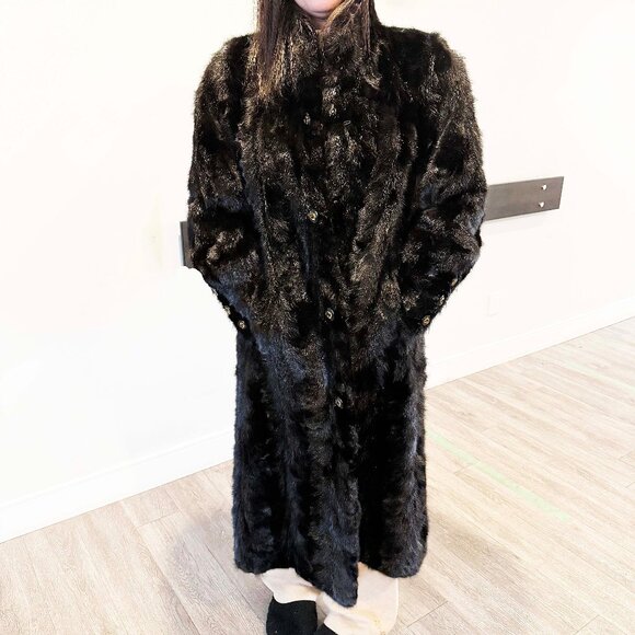 NEW PHOTOS! MINK COAT REVERSES TO WATER-RESISTANT FABRIC, BLACK & MULTICOLOUR, - Picture 9 of 14